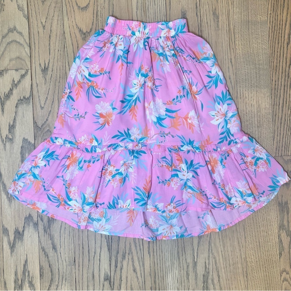 Osh Kosh B’Gosh Girls’ Pink Floral Pull On Midi Skirt Size 7